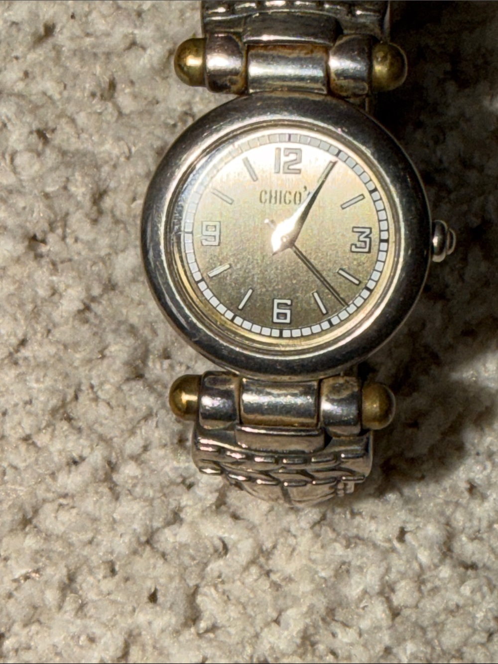 Chico's Women's Two-Tone Gold and Silver Bracelet Watch hinged